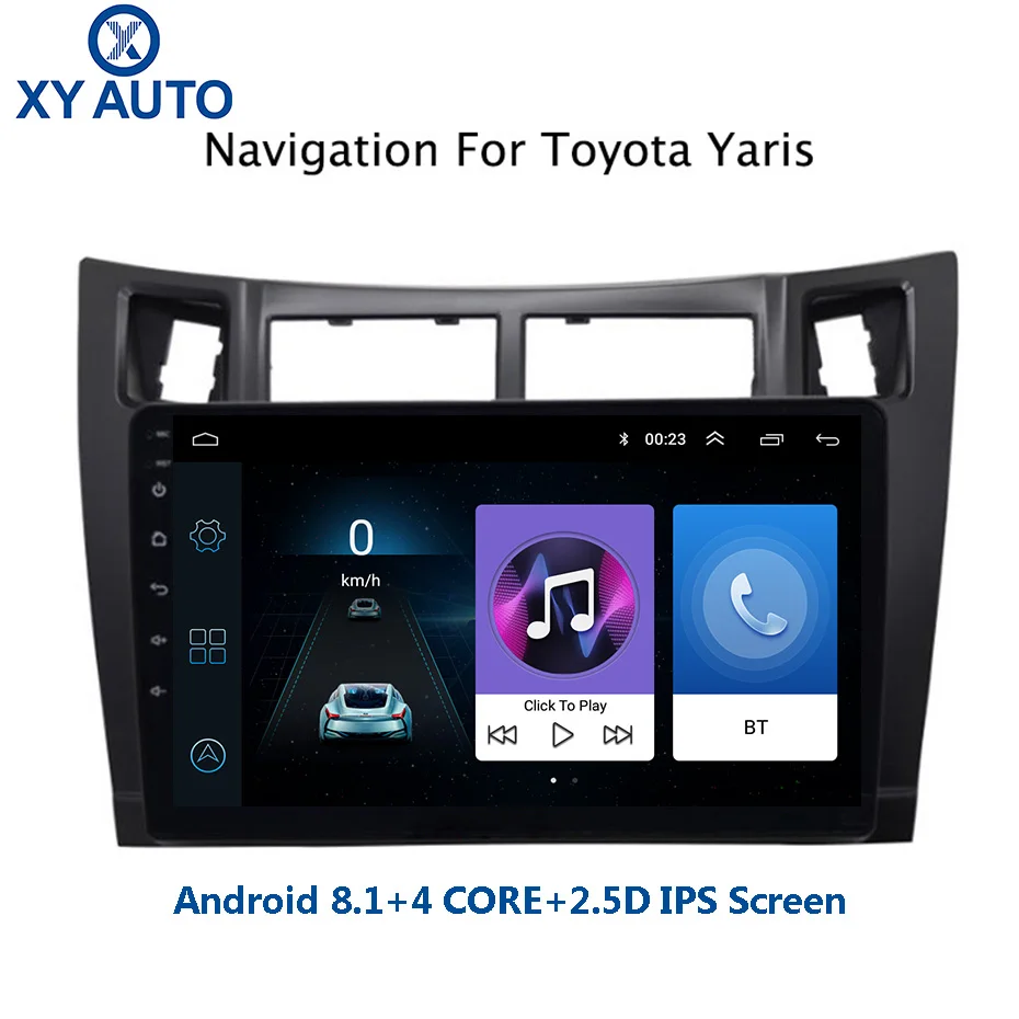Perfect 9 inch 2.5D IPS Tempered HD multi-touch screen Android 8.1 NAVI  for toyota yaris 2008-2011 with Bluetooth USB WIFI support SWC 0