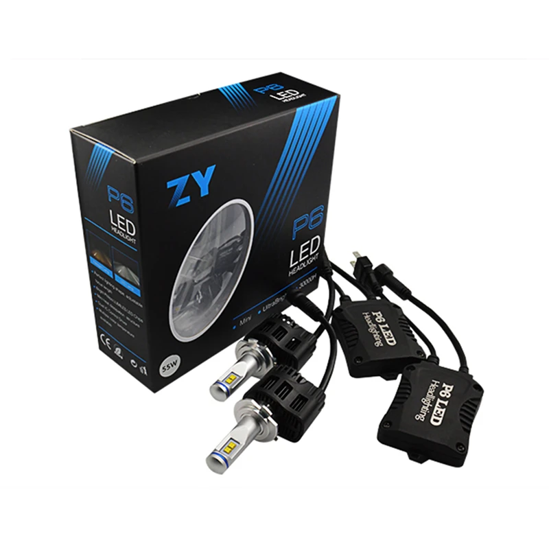 

55W 6000K White Super Bright P6 H7 H8/H9/H11 9005/HB3/H10 HB4/9006 Car LED Headlights Daytime Running Lights Bulbs Car Fog Lamp