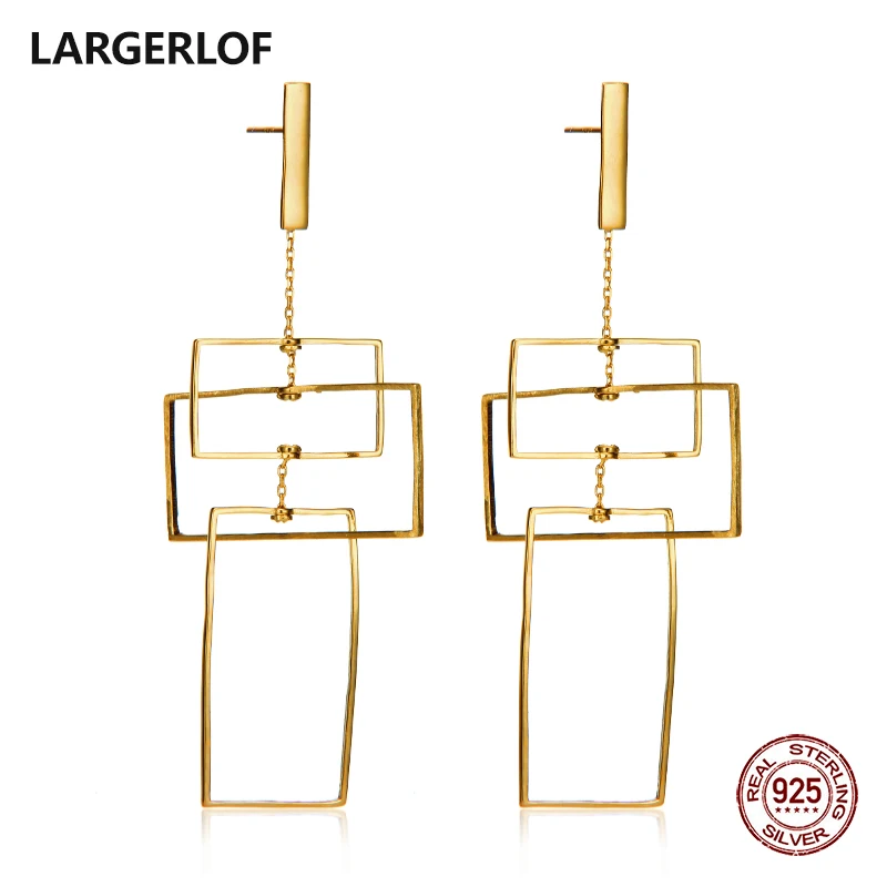 LARGERLOF Earrings Silver 925 Women Dangle Earrings White Silver 925 Jewelry Geometric Earrings For Women ED45108 LARGERLOF Earrings Silver 925 Women Dangle Earrings White Silver 925 Jewelry Geometric Earrings For Women ED45108