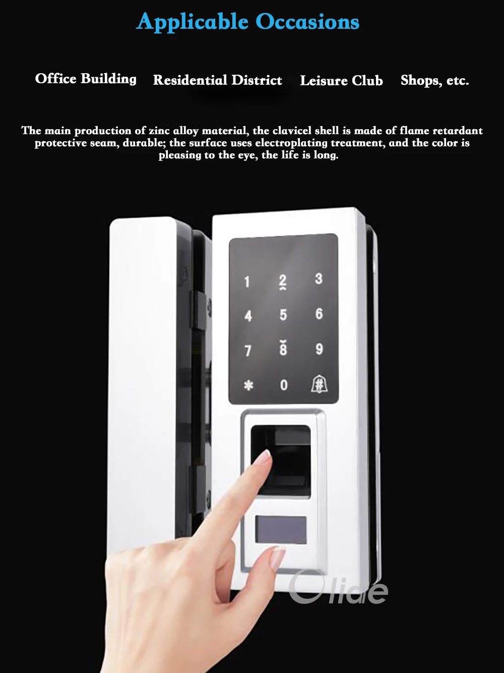 Дверной замок с отпечатком пальца для безрамной стеклянной двери, автоматический дверной замок с отпечатком пальца, пароль, Совместимость с RFID картами
