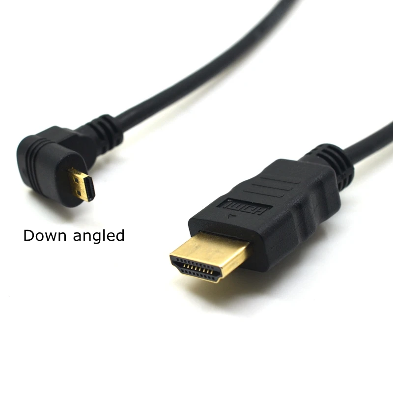 HDMI Type A to Micro HDMI Type D Up & Down Angled Elbow Cable 30cm 1ft Gold  Plated 3D 4K 1080p MicroHDMI Audio for Tablet Camera|micro hdmi|hdmi to  microhdmi to micro hdmi -