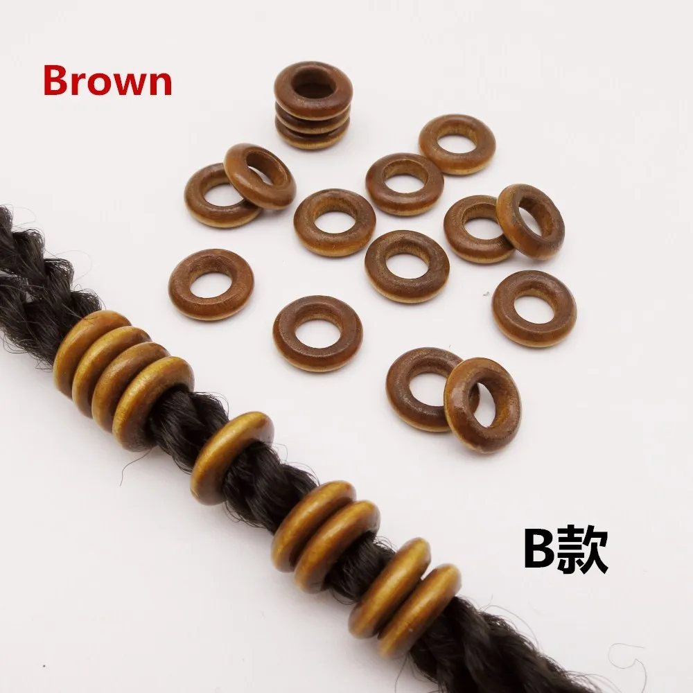 

20pcs-50pcs african Wooden different 3 colors Crochet Braid hair Dread Dreadlock Beads Tube Rings For Extension Accessories