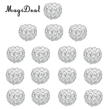 

16 Pieces Votive Tea Light Candle Holders Silver/Gold Crystal Beads Candlestick Wedding Table Centerpieces Home Office Decor