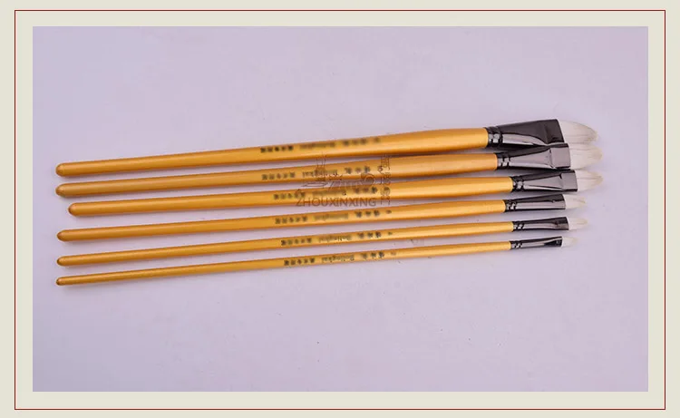 Haste de Madeira Conjunto de Água Zhouxinxing Branco Cavalo Cabelo Ouro Longa Pintura Escova 6 Pçs Conjunto Giz Arte Suprimentos Desenho Materiais 8 High Quality Material escolar e de escritório