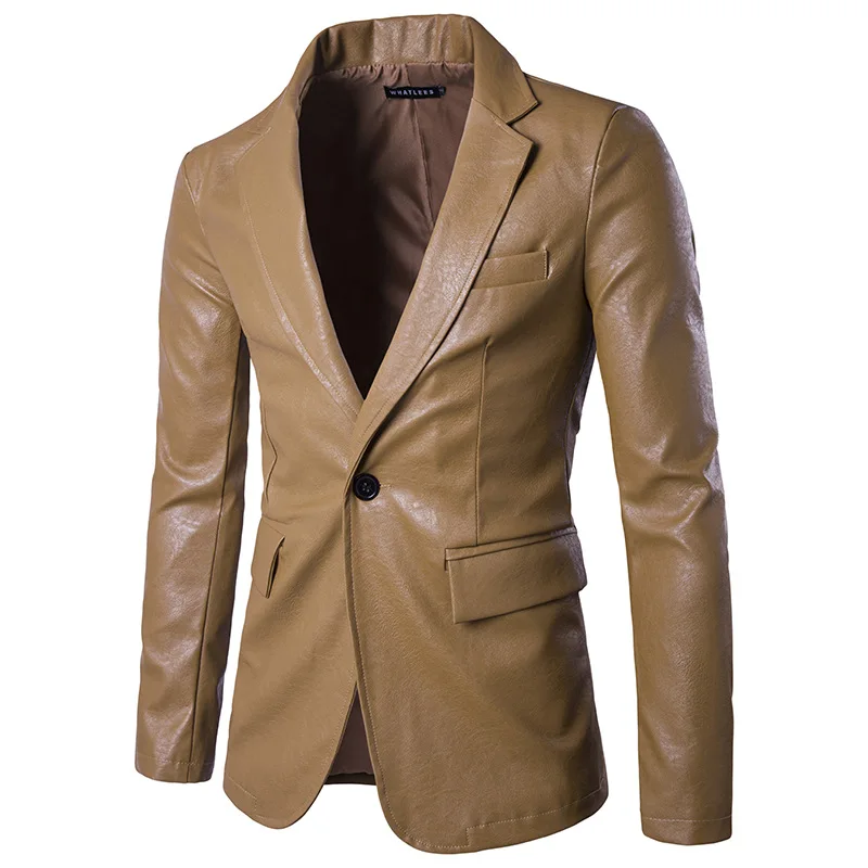 Buy High quality Men Luxury Faux Leather Suit Jacket