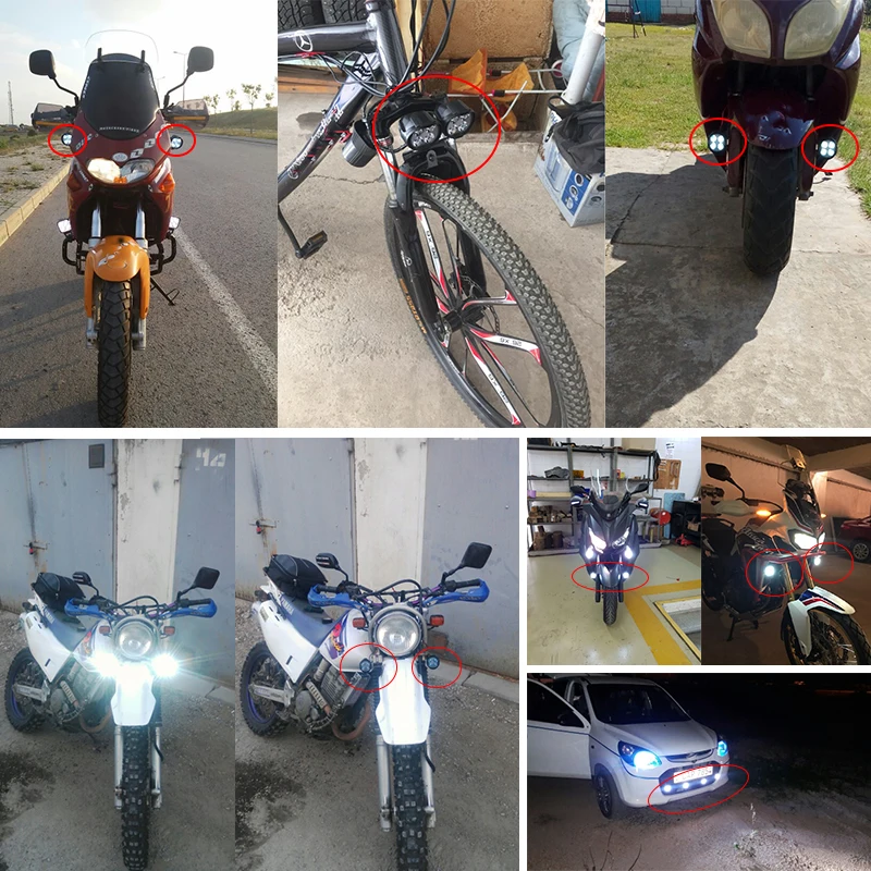 Motorcycle Scooter LED Headlight Fog DRL Spot Lights 6W Spotlight Foglamp External Mounted Lamp High Power Bright DIY Lighting 88