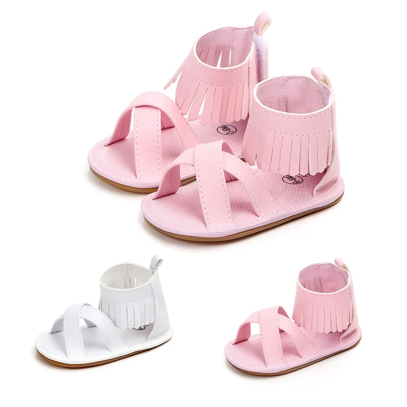 Милая детская обувь для малышей сандалии для девочек г. летняя мягкая обувь для новорожденных с кисточками и бантом новые сандалии с пастой M