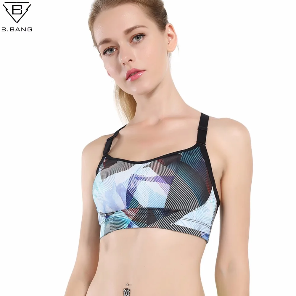 B.BANG Women Sports Bra for Running Gym Fitness Workout Yoga Adjustable Sport Tops Stretch Push Up Woman Bras