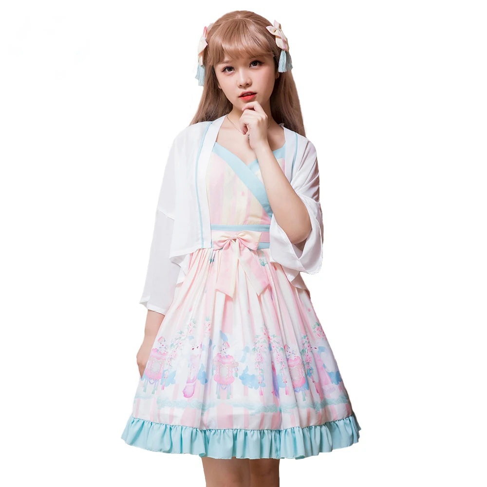 Buy Women Printing Lolita Dress Two Piece Dress and