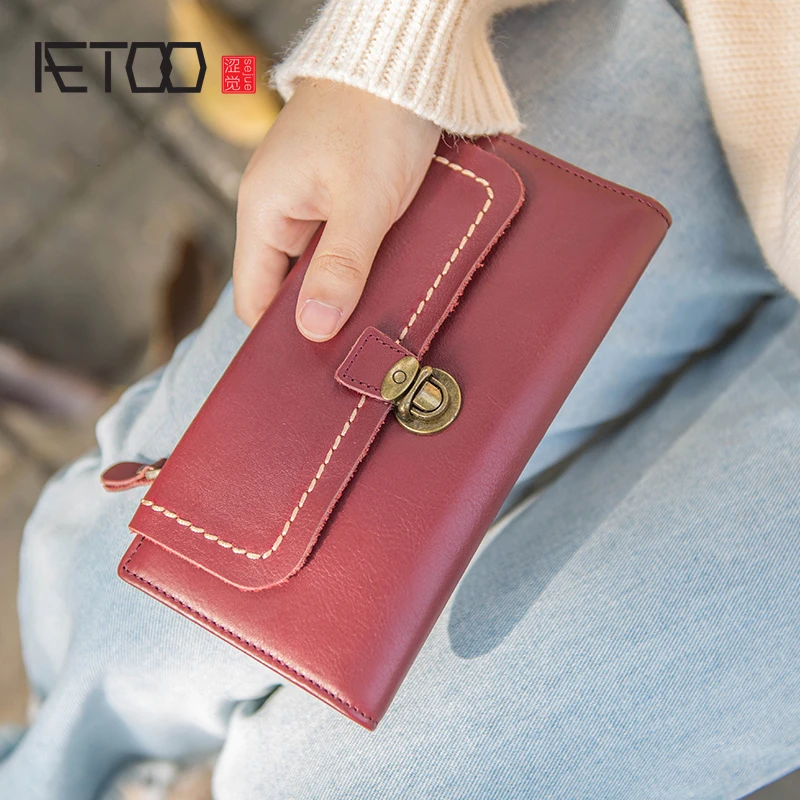 

AETOO Lady Long wallet leather retro art wallet