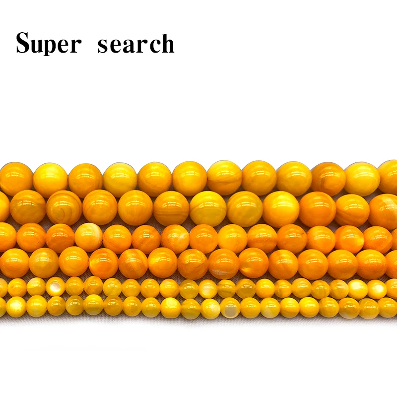 

Wholesale Natural Shell Beads Yellow Glittering Loose Round bead 4 6 8MM Fit DIY Bracelet Necklace Earrings For Jewelry Making
