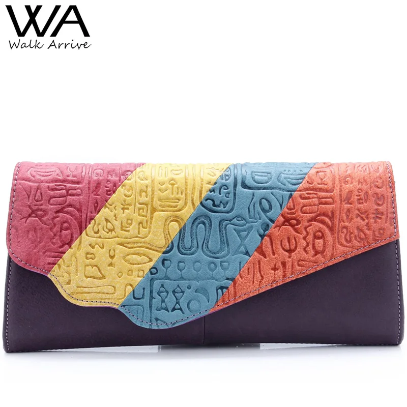

Walk Arrive Genuine Leather Women Shoulder Bag Fashion Clutch Handbag Oracle Embossed Leather colorful Smell Bag