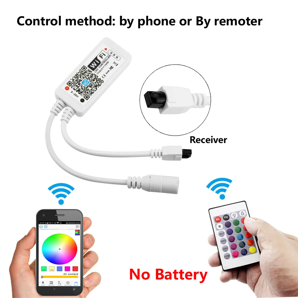 5 м 12 В Rgb Светодиодная лента Wifi SMD 2835 5050 Водонепроницаемая Fita гибкая неоновая