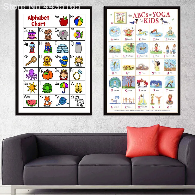 

Poster ABC ALPHABET CHART Kids Education Yoga Astanga Posters and Prints Wall Art Canvas Painting for KIDS Room Home Decor