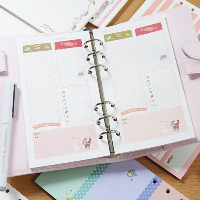 

Cute Girl 6-hole Loose-leaf Notebook Inner Core Notepad Internal Page Replacement Core Universal Cartoon Color Inner Page