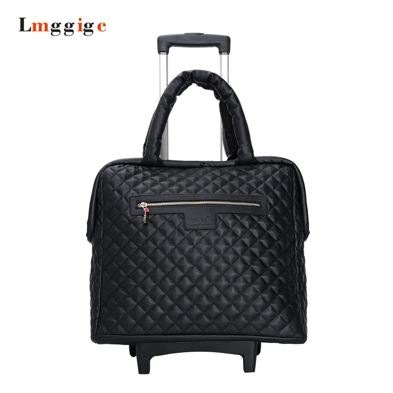 16 inch Luggage Multifunction Carrier Women Portable Carry Ons Universal wheels Suitcase PU leather bag Trolley