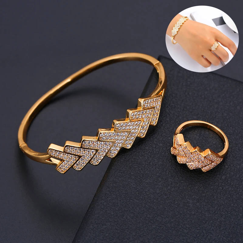 rose gold ring and bracelet set