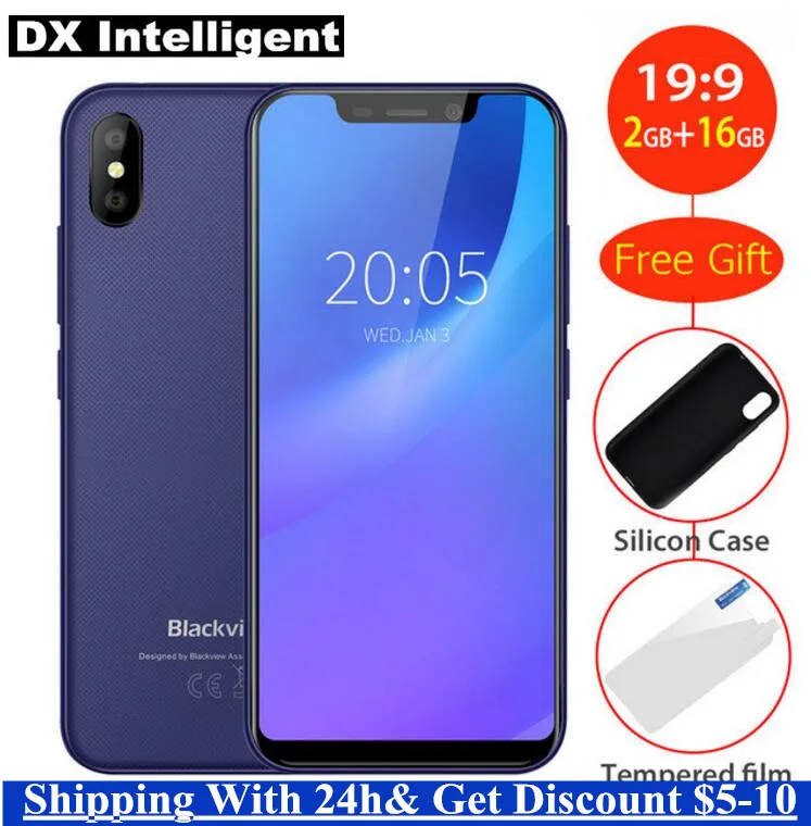 BLACKVIEW A30 19:9 дюймов 5 все экран Android 8 1 смартфон MTK6580A 4 ядра 2 ГБ + 16 Гб 8MP камера Face ID