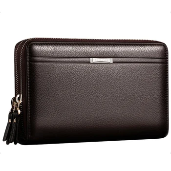 

Leinasen Men Wallets With Coin Pocket Long Zipper Coin Purse For Men Clutch Business Male Wallet Double Zipper Vintage Large W