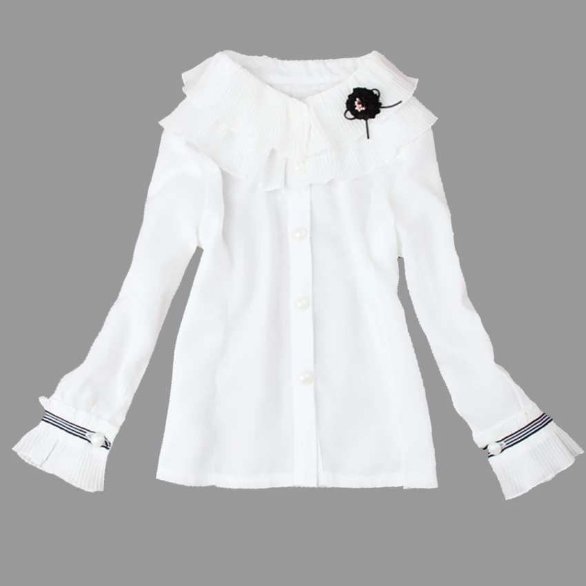 

Big Girls Blouses Long Sleeve Cotton White Shirts For Girls School Uniforms Autumn Students Clothing Children Tops 2 4 6 8 12 14