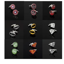 

XK394 High quality men's business Cufflinks 15 superhero style Cufflinks Captain America Batman Superman style shirt accessories