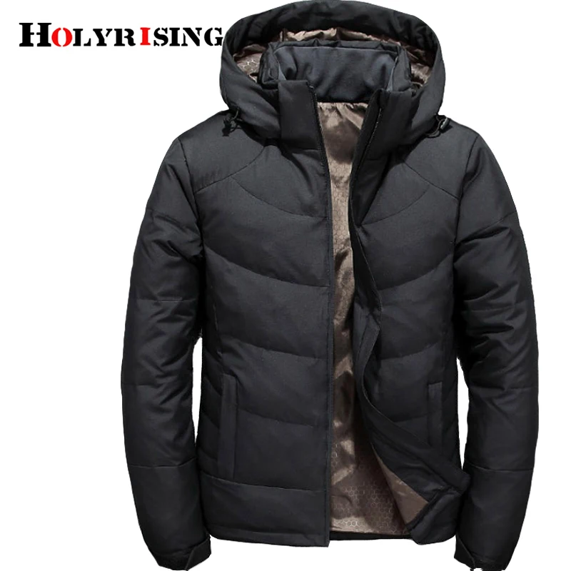 

Holyrising Men Winter Duck Down Male Parkas Jacket Coats Solid Hooded Casual Outwear jaqueta masculina Winter Down Coat 18470-5