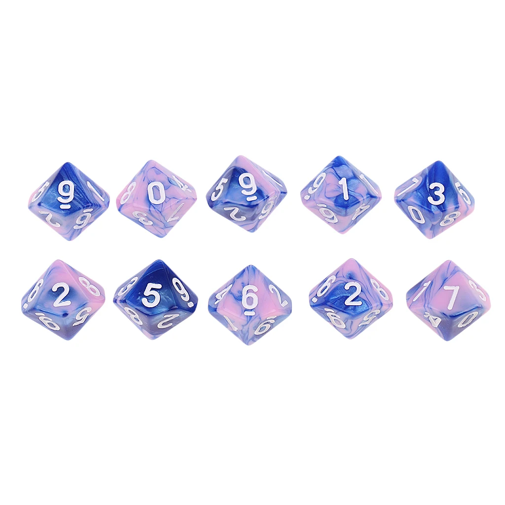Perfeclan 10pcs 10 Sided D10 Polyhedral Dice Double Color for DND RPG MTG Board Game Accessories Double Colors Dice
