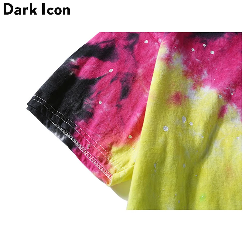 DARK ICON Colortone Tie Dye Crew Neck Hipster Men's T-shirt Short Sleeve 2019 Summer Casual Tshirt Men Tee Shirts Man Clothing
