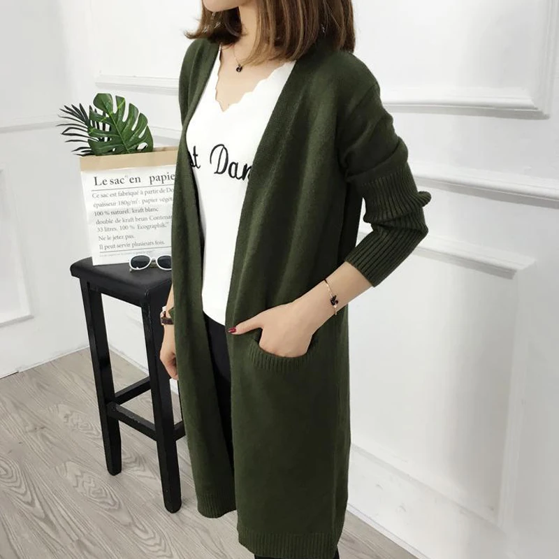 Women Autumn Open Stitch Cardigan 7 Colors Available Knitted High Quality Ladies Outwear Sweater Long Cardigans