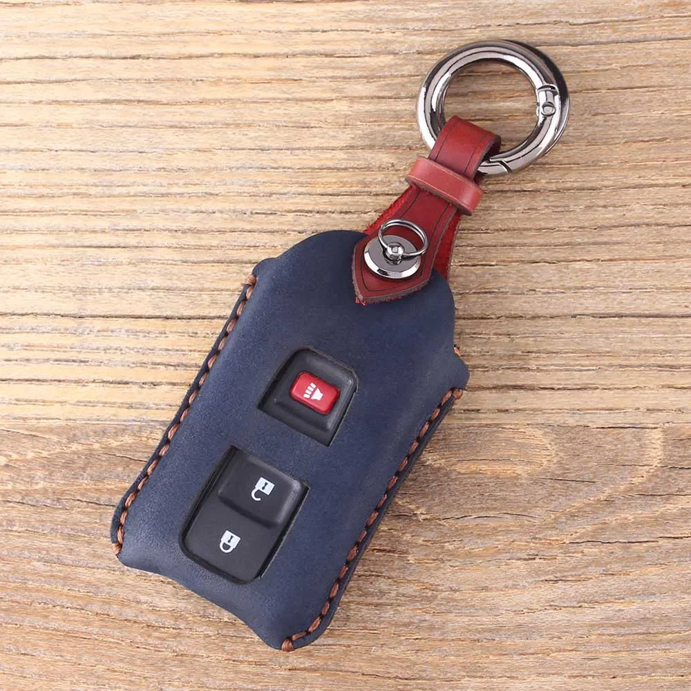 Защитный чехол для ключей с 3 кнопками, чехол для ключей из натуральной кожи, чехол для Toyota Prius 2004-2009, 2+ кнопки для ключей автомобиля - Название цвета: Color C