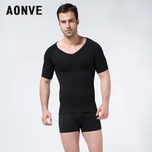 Aonve Hombre боди футболки для занятий спортом эластичная блуза-топ для шейпинга Талия Грудь контроль мягкое нижнее белье для мужчин короткий рукав Корректирующее белье s-xl