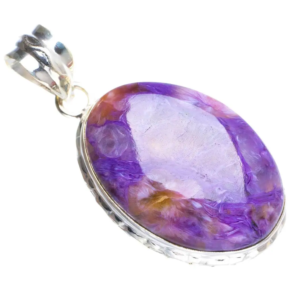 

Natural Charoite Handmade Unique 925 Sterling Silver Pendant 1.75" Y5136
