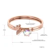 JeeMango – bague 2 en 1 en acier inoxydable, bijou en Zircon, couleur papillon, mignon, Rose, or, pour cadeau de saint valentin, JR18141 ► Photo 2/5