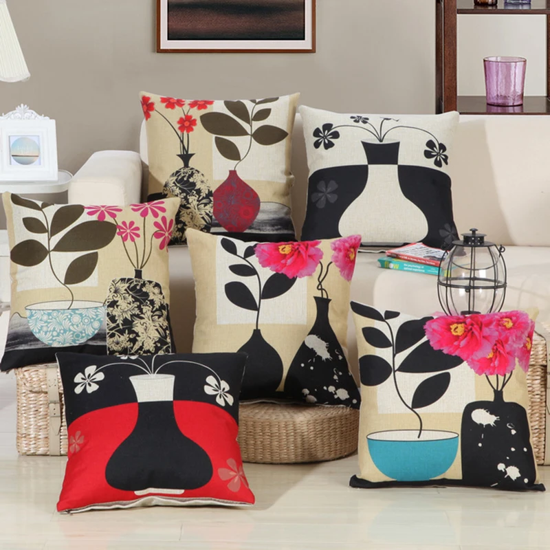 18x18 بوصة وسادة غطاء زهرية زهرة نمط المخدة 45*45 سنتيمتر في الهواء الطلق المنزل مكتب ديكور سيارة أريكة كرسي مقعد الخلفي المخدة