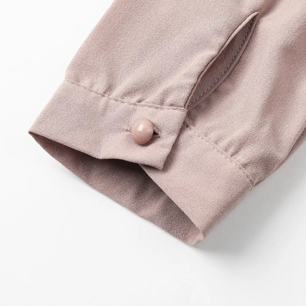 4XL 5XL женская шифоновая блузка плиссированная спинка с длинным рукавом