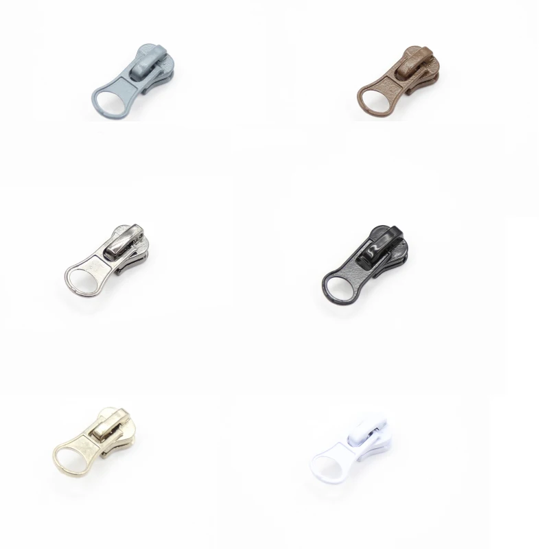 

Wholesale 25PCS 5# Zipper Pull Sliders For Repair Resin Zippers Head Black/White/Khaki/Gray/Coffee/Silver Color 3-023