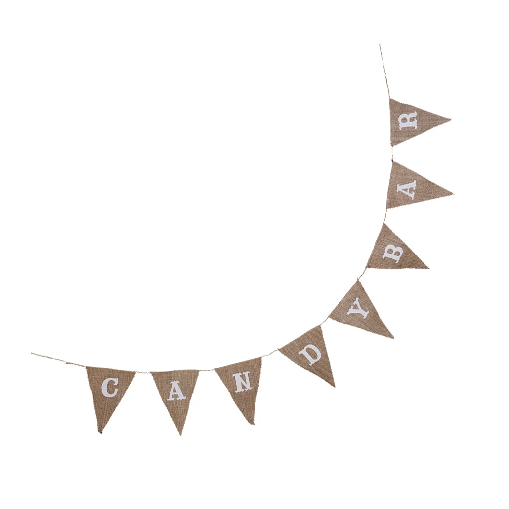 MagiDeal Hessian Bunting Rustic Linen CANDY BAR Pennant Garland Banners Party Supplies For Wedding Birthday Decoration | Дом и сад