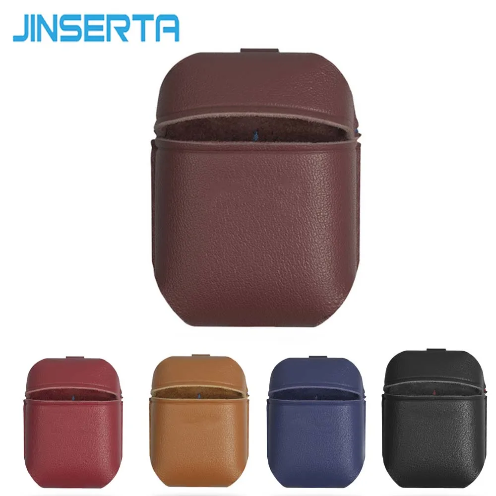 

JINSERTA Genuine Leather Case for Airpods Earphone Cases with Anti-lost Buckle Headphone Accessories Protective Wireless Cover