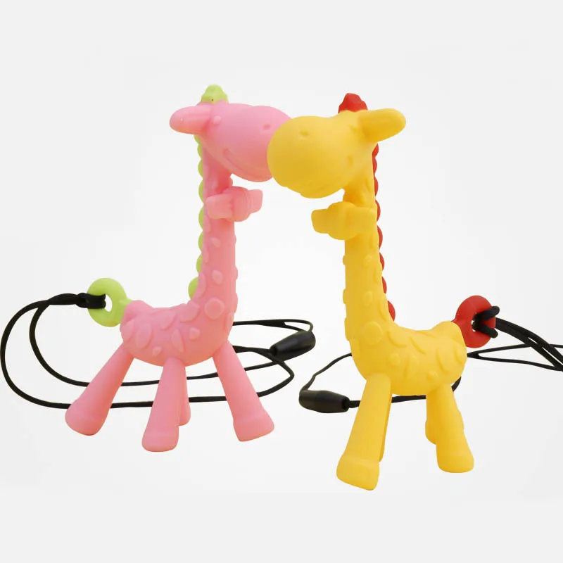 

Giraffe Silicone Teethers Teething Baby Shower Gift Pendant Pacifier Chian Sling Toy Food Grade Silicone Baby Toys