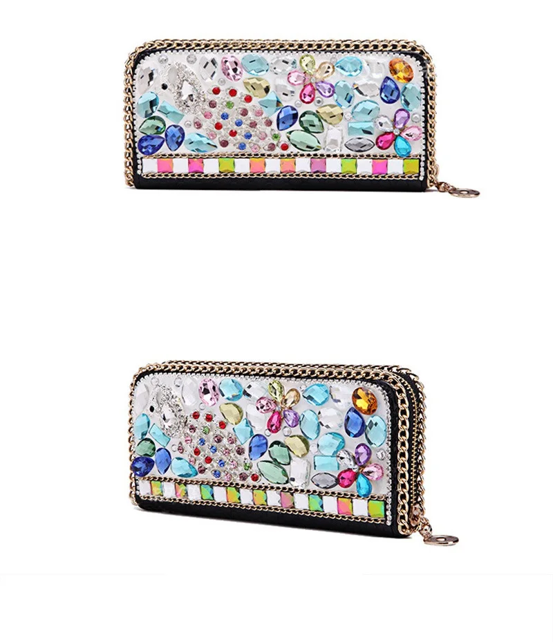 Женский дизайнерский кошелек известных брендов Алмазный цветок кошелек женский длинный кожаный кошелек роскошная женская сумка
