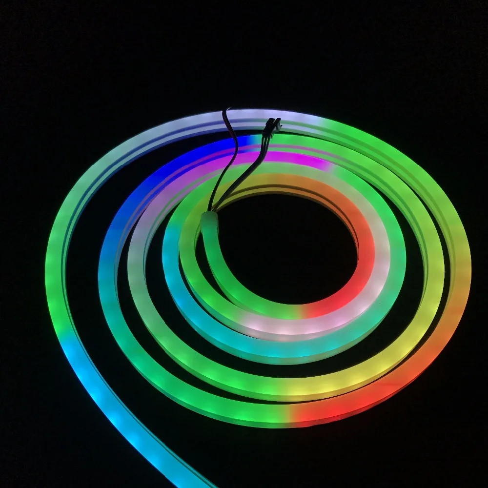 

10mm*15mm 3m DC5V WS2812B-mini(3535) addressable led neon flexible pixel light,RGB full color;60leds/m;IP65