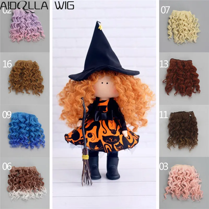 

1 Pieces Hair Extensions High-temperature Fiber Curly Orange Khaki Brown Hair Wefts for BJD/SD Dolls DIY Handmade Doll Hair Wigs