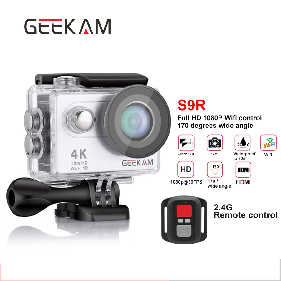 

action camera S9R 4k WiFi hd 1080P 30FPS go sport waterproof camera pro 170D underwater camara deportiva helmet cam GEEKAM