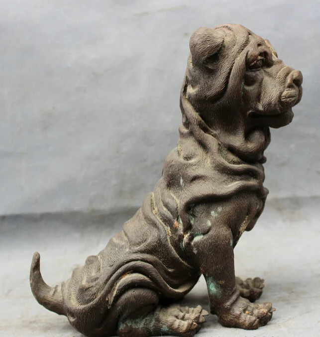 WBY Elegant old S2745 8&quot Chinese Classic Pure Bronze Copper FengShui Protect Mastiff Dog Statue Animal (A 0319 discount 35%) | Дом и сад