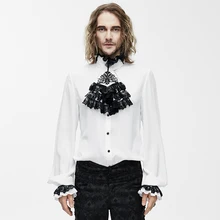 Готическая Мужская рубашка черная/белая классическая викторианская рубашка с высоким воротником в винтажном стиле с Jabot SHT02301