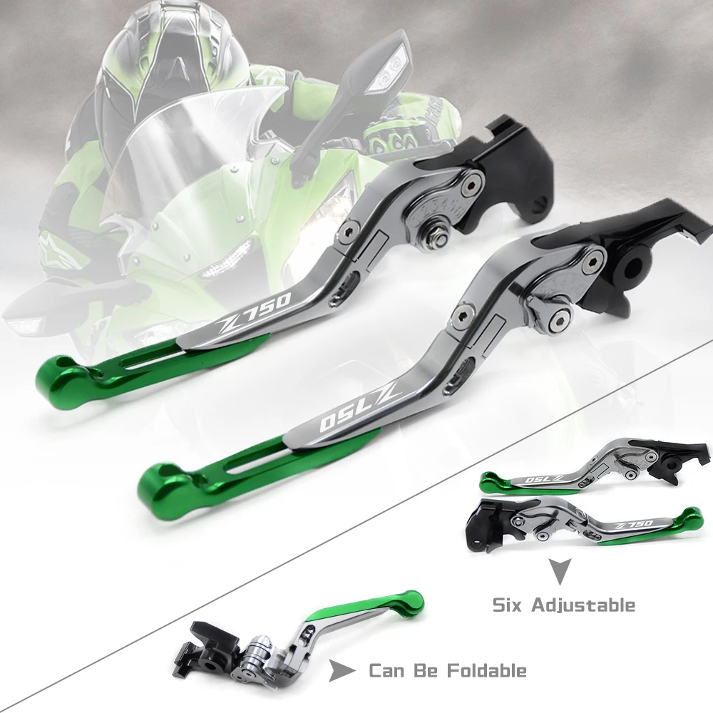 For Kawasaki Z750 2007-2012 Aluminum Motorcycle Clutch Brake CNC Lever Adjustable Foldable Motor Brake Clutch Z750 LOGO Lever