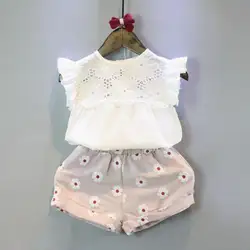 Комплекты летней одежды из 2 предметов для детей ясельного возраста комплекты для маленьких девочек милое платье принцессы с короткий