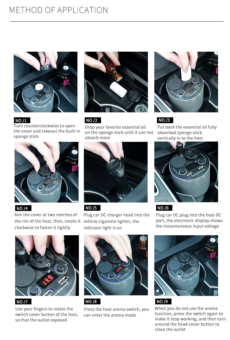 Car Aroma Cup Car Humidifier Car Charger Aroma Diffuser Car Energy Cup Car Air Purifier  (9)