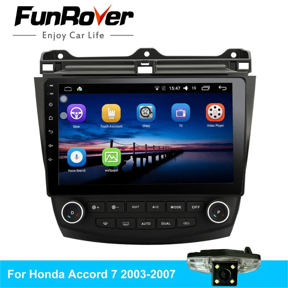 

FUNROVER 10.1 inch Android 8.0 car dvd For Honda Accord 7 2003 2004 2005 2006 2007 Car Radio GPS Navigation Player Quad-core rds