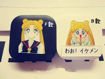 Tanie LIUSVENTINA DIY Akrylowe śliczne Sailor Moon Skontaktuj Się Z Etui Na Obiektyw Z Lustrzanym Pudełkiem Pojemnik Na Soczewki Kontaktowe Prezent Dla Dzieci